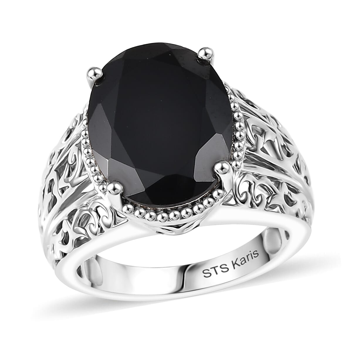 Karis Thai Black Spinel 9.20 ctw Ring in Platinum Bond (Size 8.0) image number 0