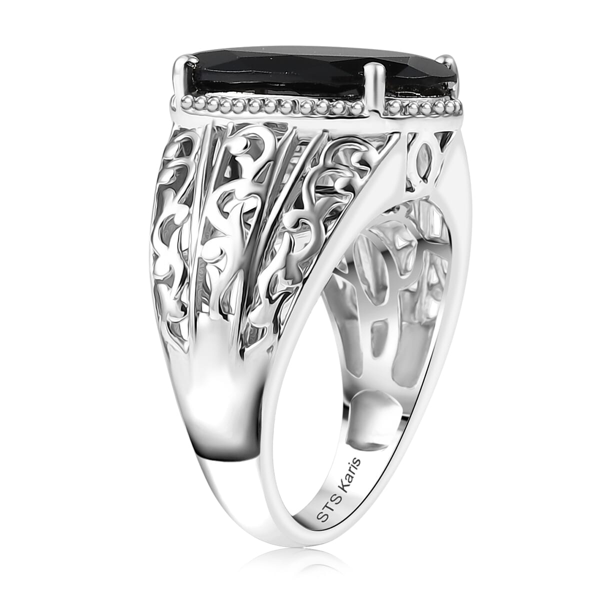 Karis Thai Black Spinel 9.20 ctw Ring in Platinum Bond (Size 8.0) image number 3