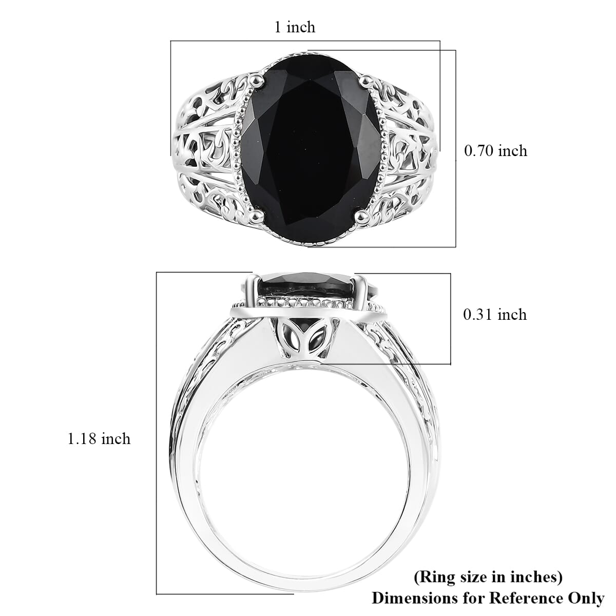 Karis Thai Black Spinel 9.20 ctw Ring in Platinum Bond (Size 8.0) image number 5