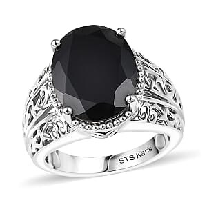 Karis Thai Black Spinel 9.20 ctw Ring in Platinum Bond (Size 9.0)