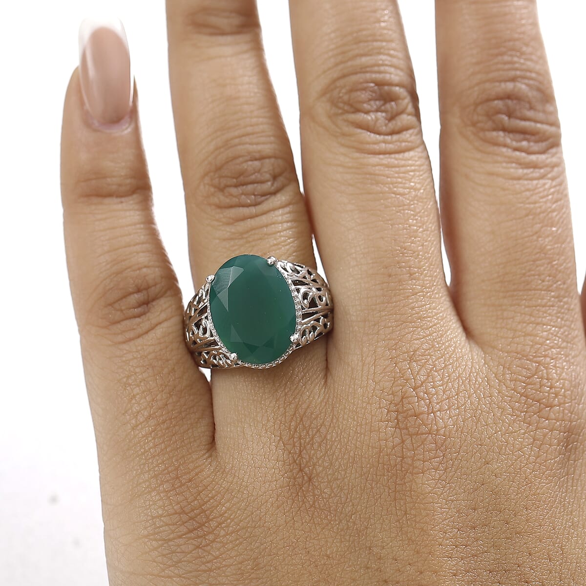 Karis Verde Onyx 7.70 ctw Ring in 18K YG Plated and Platinum Bond (Size 7.0) image number 2