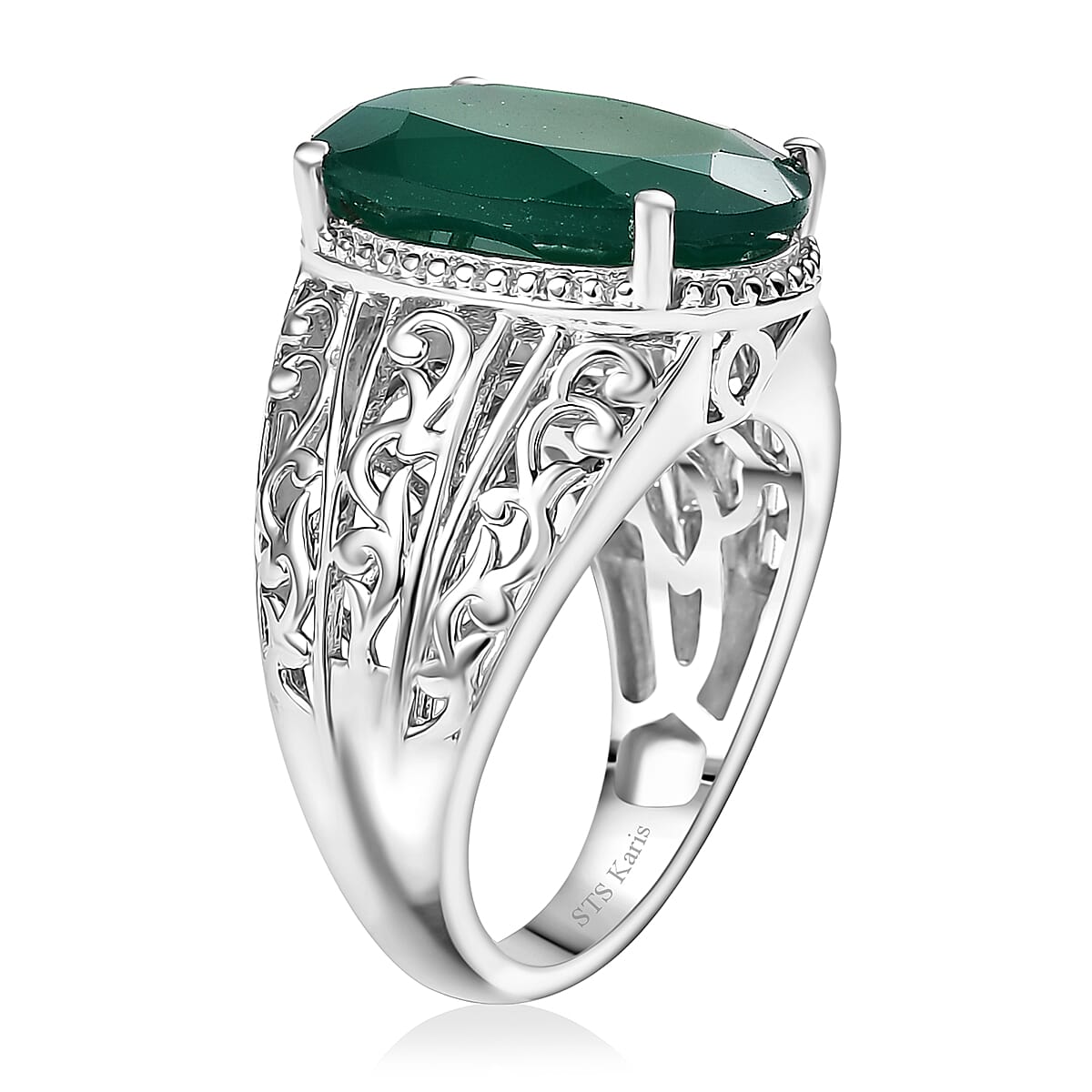 Karis Verde Onyx 7.70 ctw Ring in 18K YG Plated and Platinum Bond (Size 9.0) image number 3