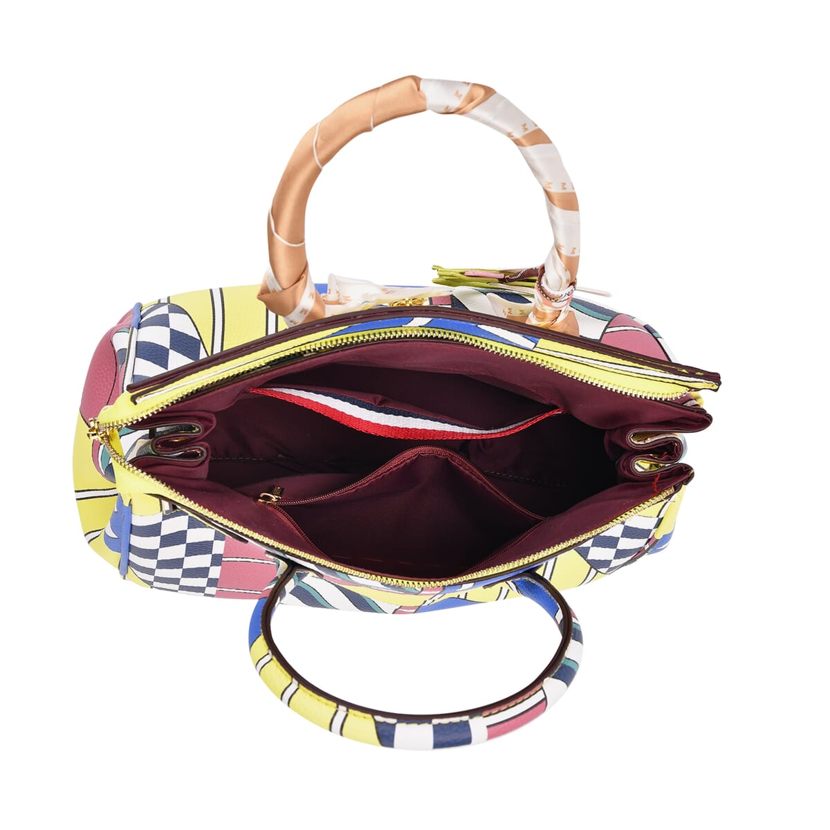 Color Stripe Faux Leather Crossbody Bag with Pony Charm with Adjustable Shoulder Strap image number 4