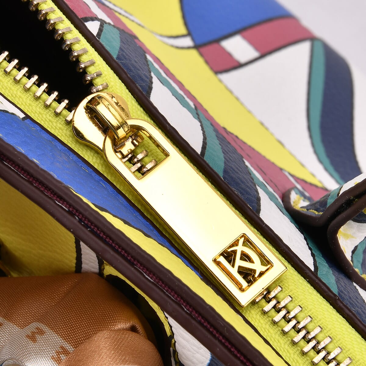Color Stripe Faux Leather Crossbody Bag with Pony Charm with Adjustable Shoulder Strap image number 5