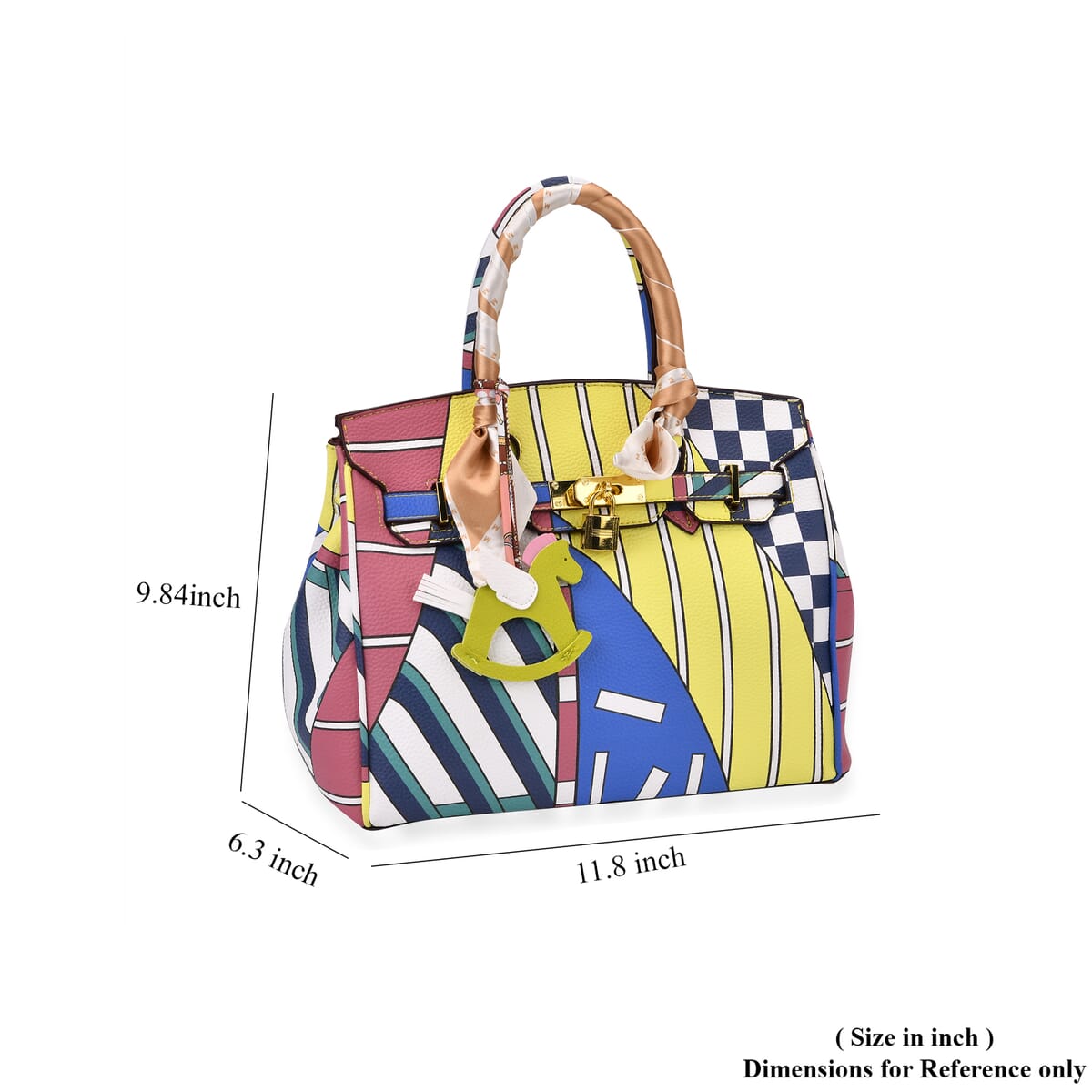 Color Stripe Faux Leather Crossbody Bag with Pony Charm with Adjustable Shoulder Strap image number 6