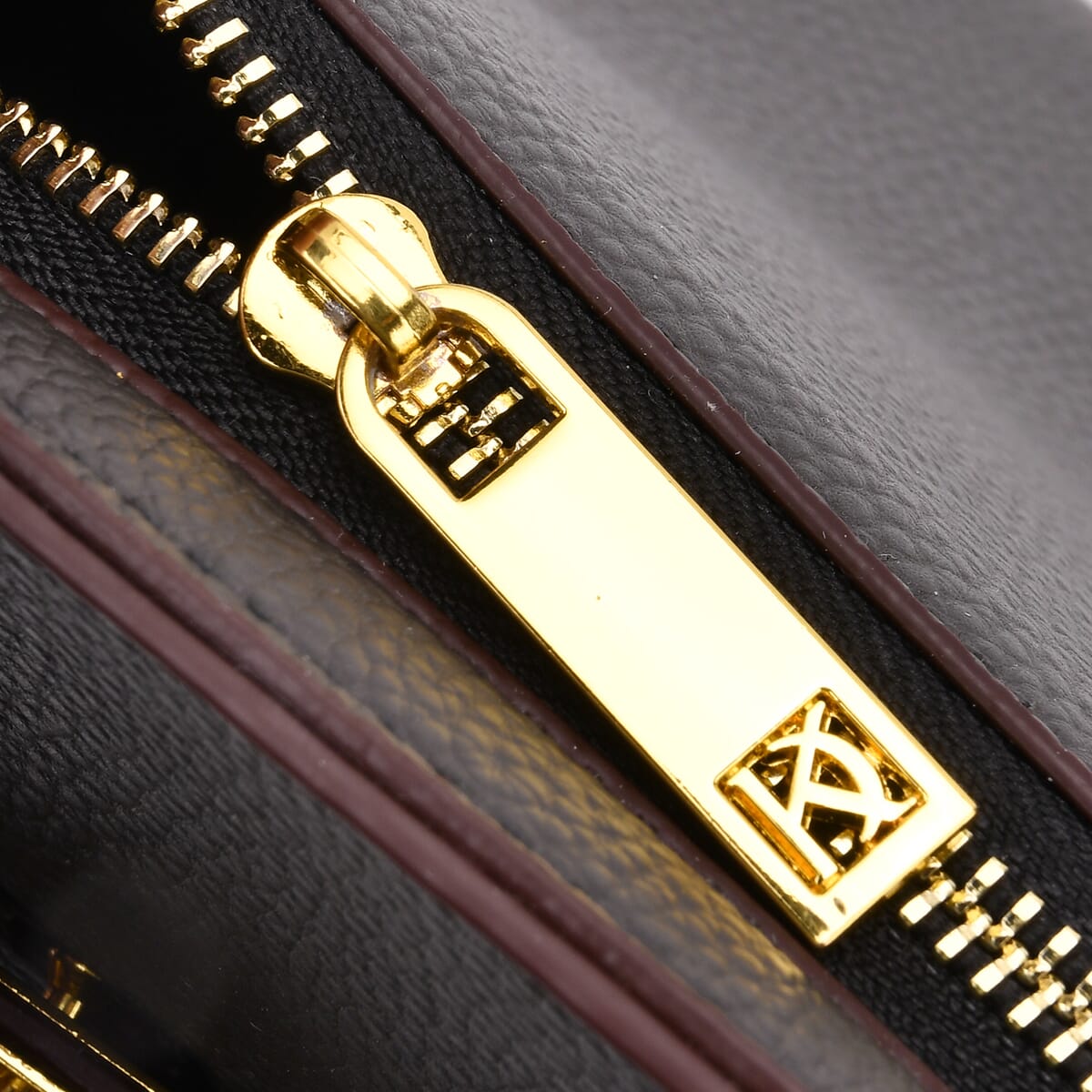Black Faux Leather Crossbody Bag with Pony Charm with Adjustable Shoulder Strap image number 5