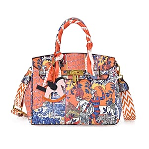 Intricate Pattern Faux Leather Crossbody Bag with Pony Charm with Adjustable Shoulder Strap