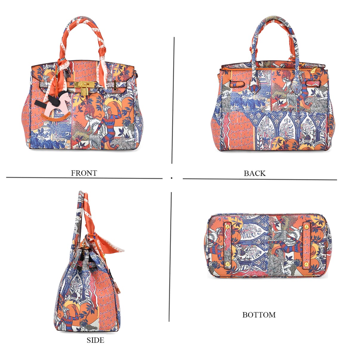 Intricate Pattern Faux Leather Crossbody Bag with Pony Charm with Adjustable Shoulder Strap image number 3
