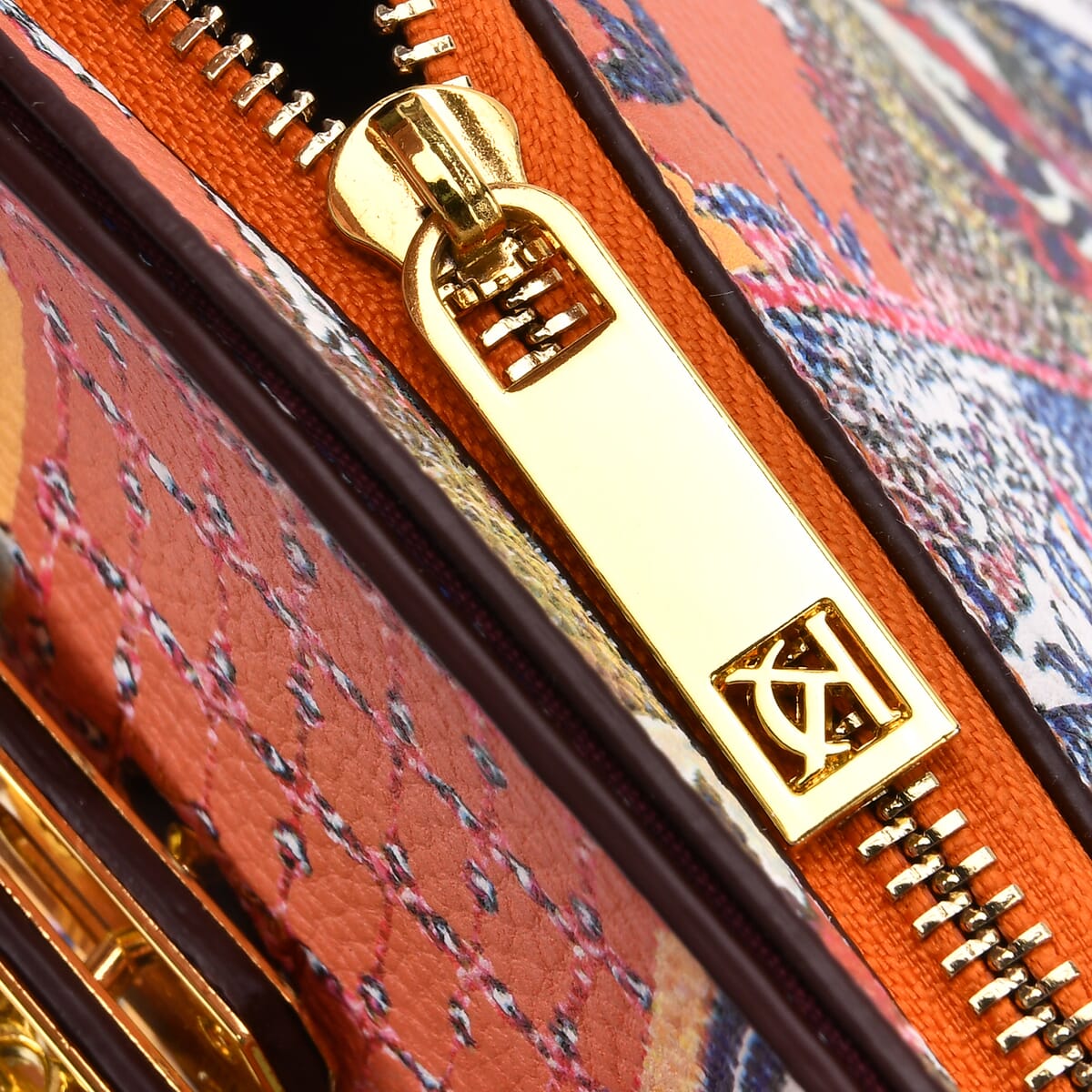 Intricate Pattern Faux Leather Crossbody Bag with Pony Charm with Adjustable Shoulder Strap image number 5