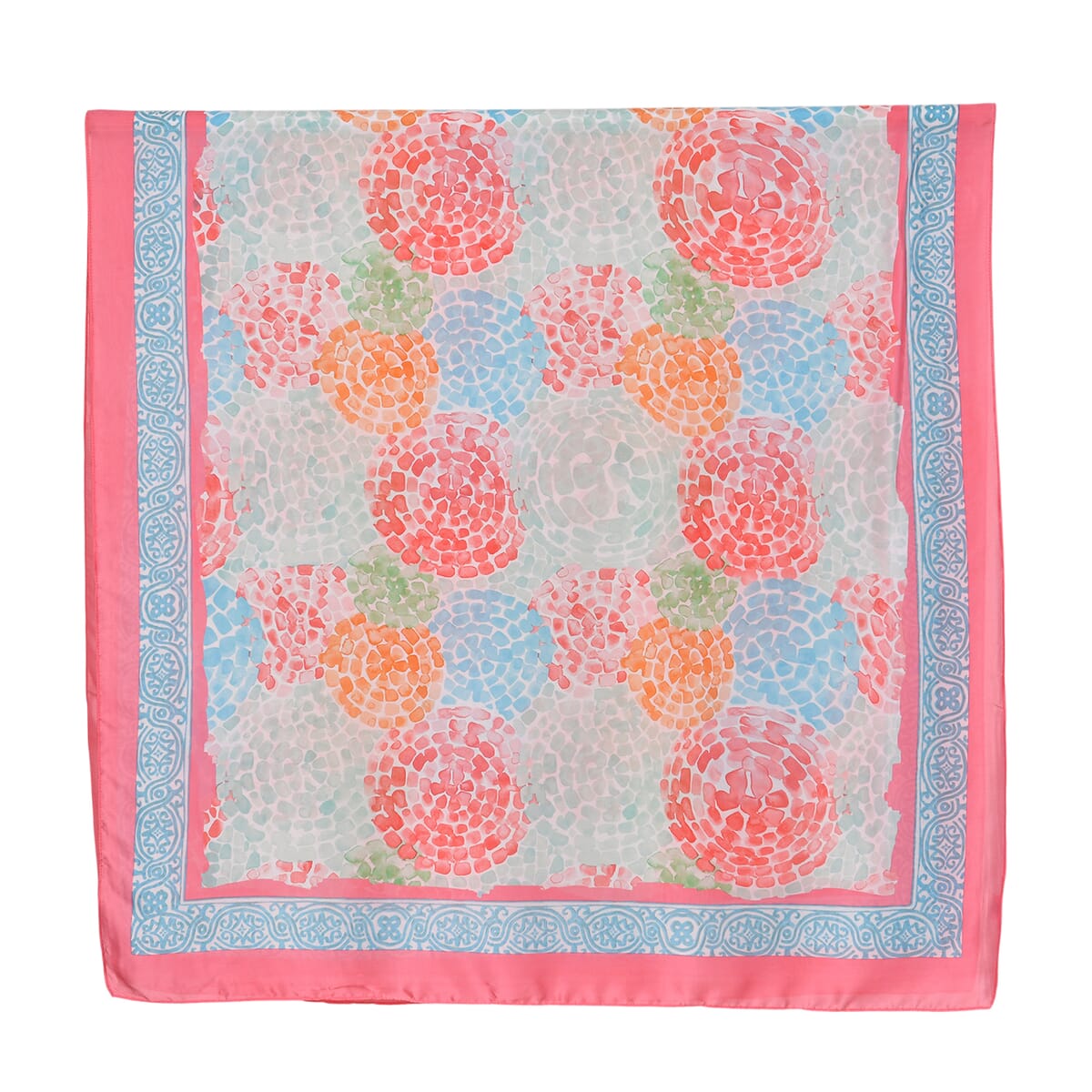 Pink Abstract Matching Digitally Printed Polyester Bucket Hat and Scarf Set image number 2