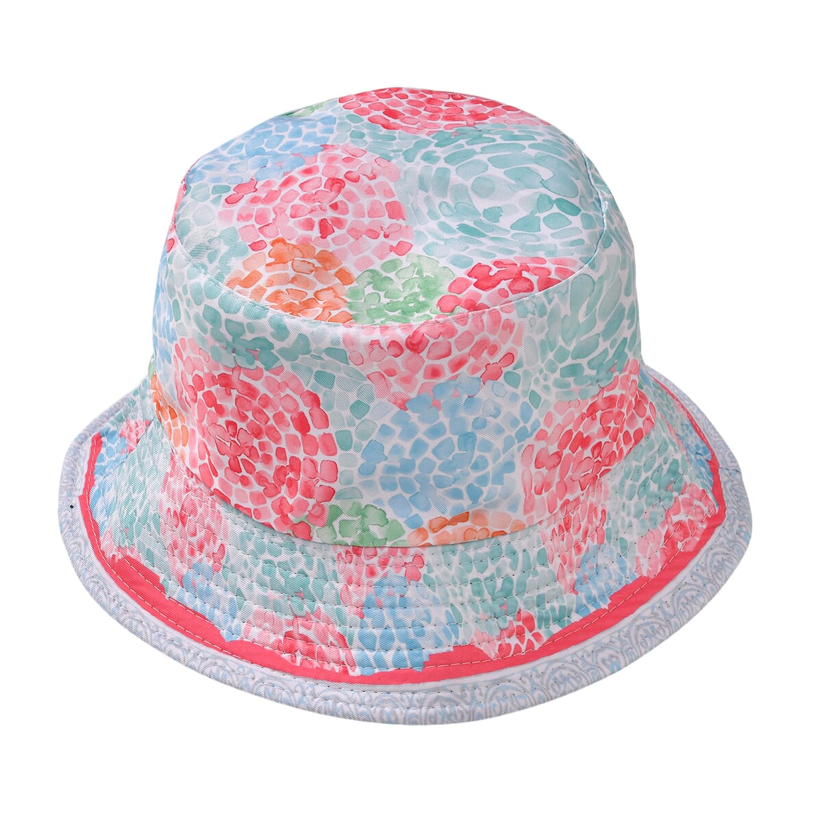 Pink Abstract Matching Digitally Printed Polyester Bucket Hat and Scarf Set image number 3