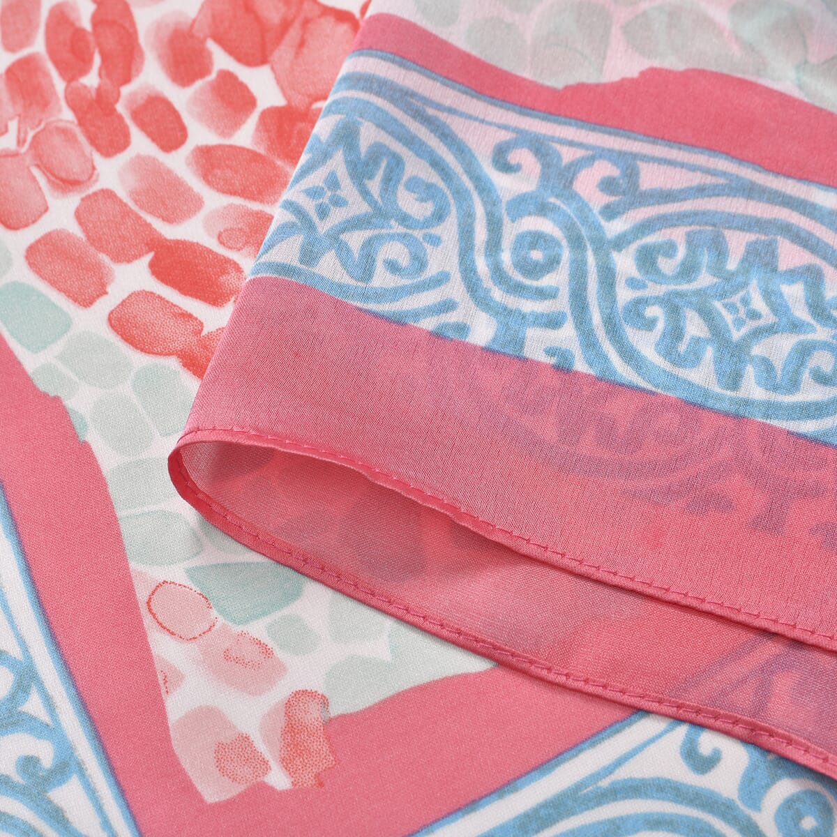 Pink Abstract Matching Digitally Printed Polyester Bucket Hat and Scarf Set image number 6