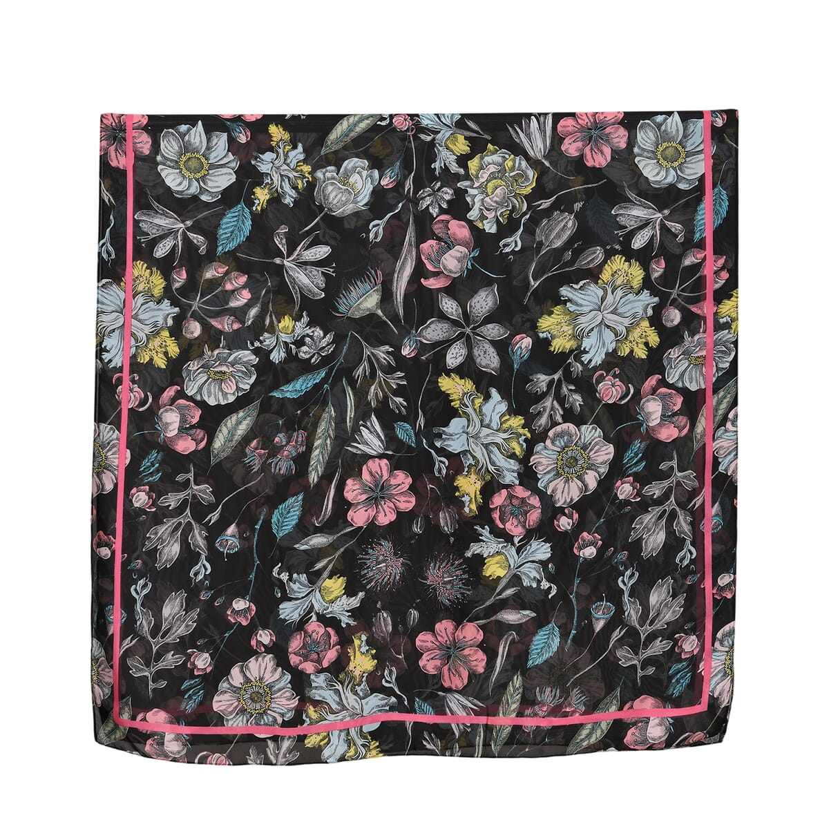Black Floral Matching Digitally Printed Polyester Bucket Hat and Scarf Set image number 2