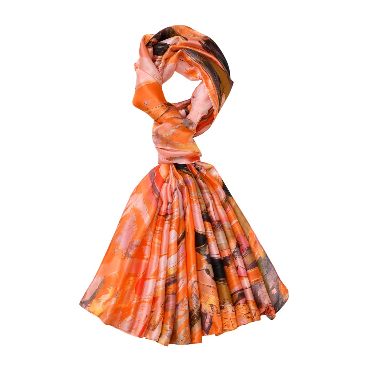 Orange Swirl Matching Digitally Printed Polyester Bucket Hat and Scarf Set image number 1