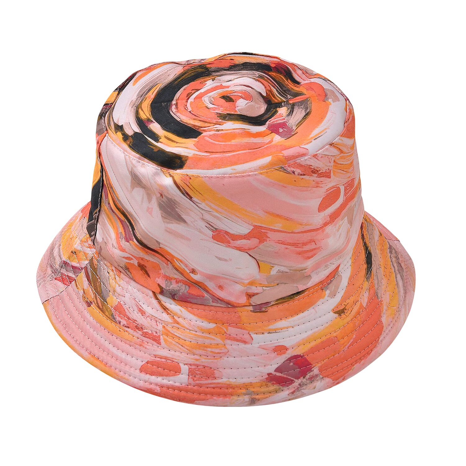 Orange Swirl Matching Digitally Printed Polyester Bucket Hat and Scarf Set