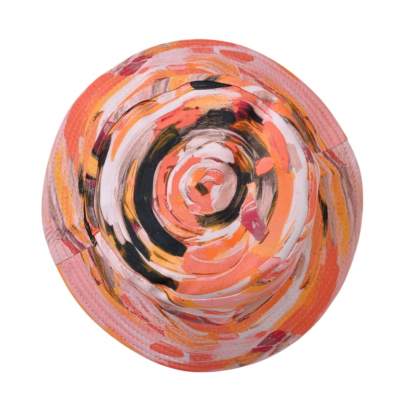 Orange Swirl Matching Digitally Printed Polyester Bucket Hat and Scarf Set