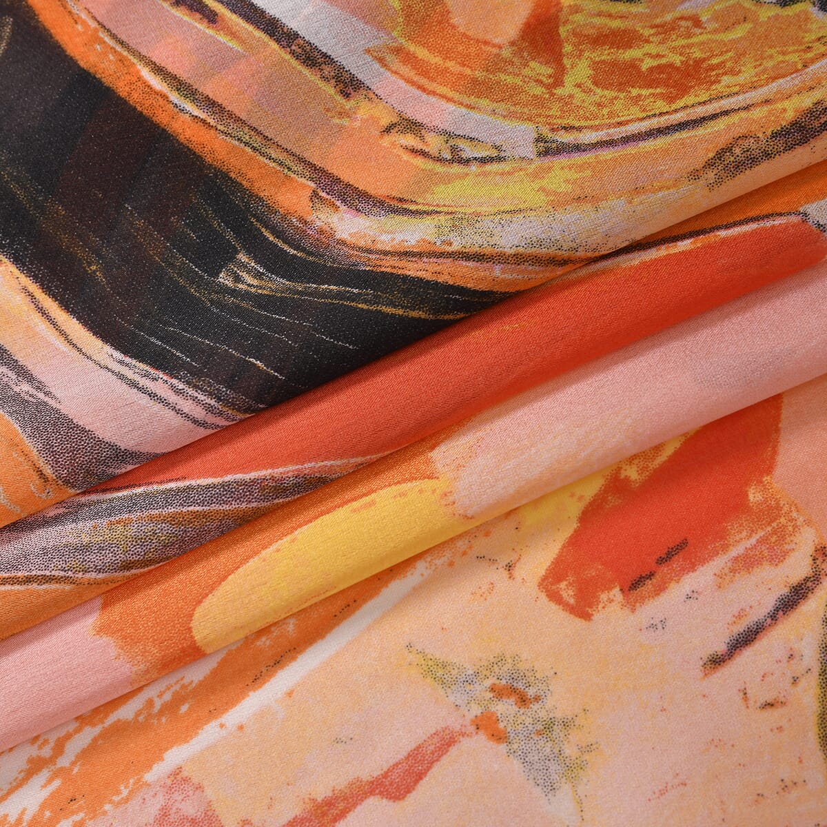 Orange Swirl Matching Digitally Printed Polyester Bucket Hat and Scarf Set image number 7