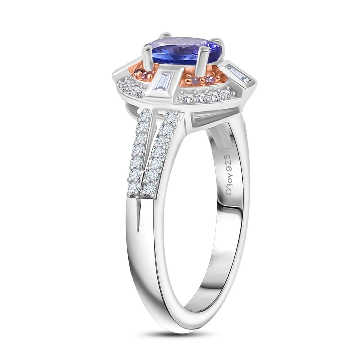 AAA Tanzanite and Multi Gemstone 1.20 ctw Art Deco Ring in 14K Rose Gold and Rhodium Over Sterling Silver (Size 10.0) image number 3