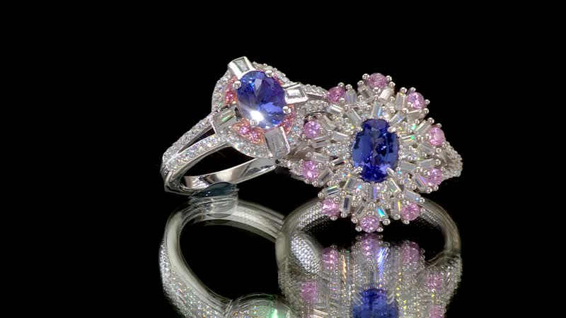 AAA Tanzanite and Multi Gemstone 1.20 ctw Ring in 14K Rose Gold and Rhodium Over Sterling Silver (Size 10.0)