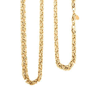 Italian La Bella Byzantine Chain Necklace in 14K Yellow Gold Over Sterling Silver 22 Inches 31.10 Grams
