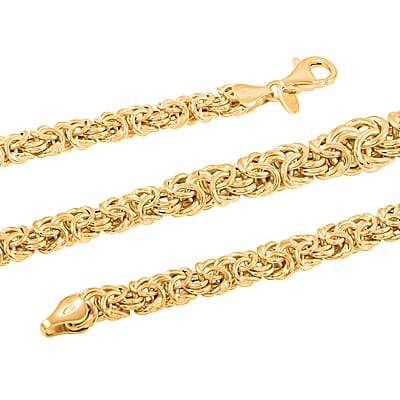 Italian La Bella Byzantine Chain Necklace in 14K YG Over Sterling Silver 22 Inches 29.23 Grams