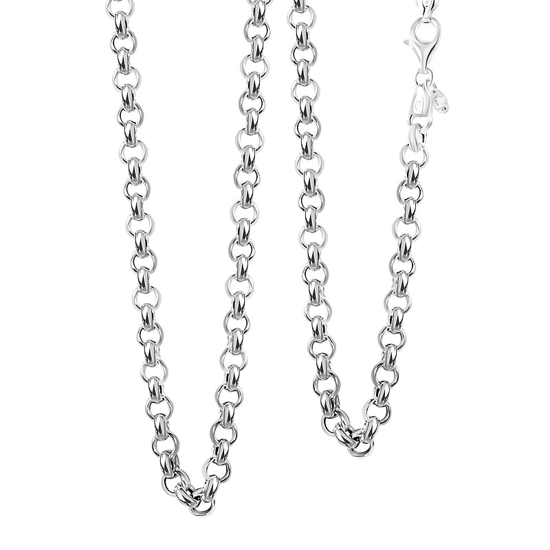 Italian La Bella Rolo Chain Necklace in Sterling Silver 22 Inches 21.50 Grams