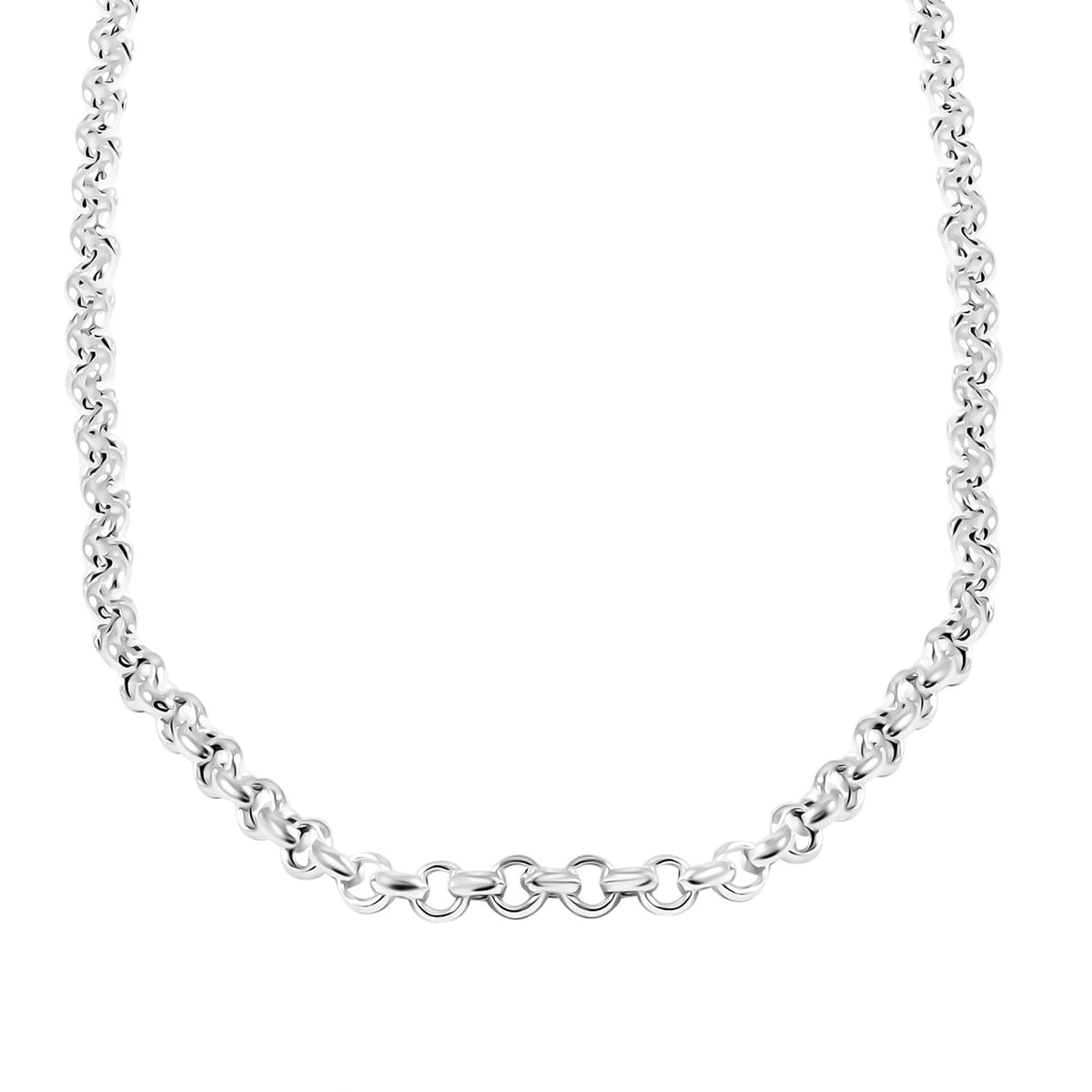 Italian La Bella Rolo Chain Necklace in Sterling Silver 22 Inches 21.50 Grams image number 2