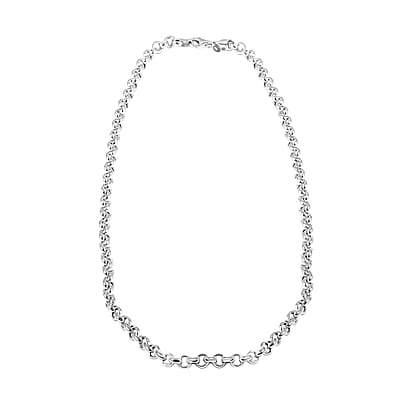 Italian La Bella Rolo Chain Necklace in Sterling Silver 22 Inches 21.50 Grams