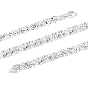 La Bella Italian Byzantine Chain Necklace in Sterling Silver 22-24 Inches 30.70 Grams