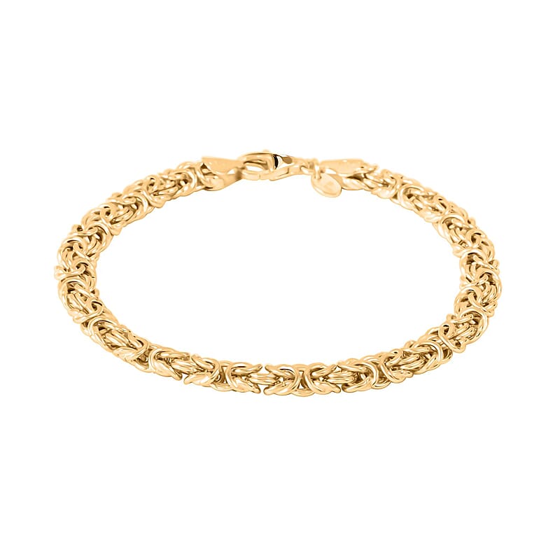 La Bella Italian Byzantine Chain Bracelet in 14K Yellow Gold Over Sterling Silver (8-9In) 12.05 Grams