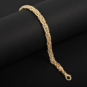 La Bella Italian Byzantine Chain Bracelet in 14K Yellow Gold Over Sterling Silver (8-9In) 12.05 Grams
