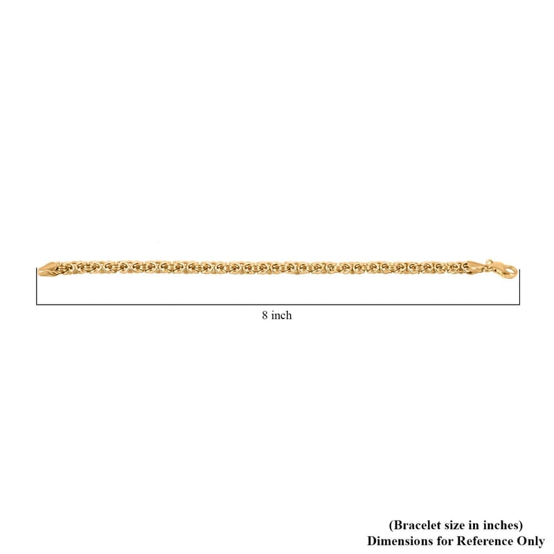 La Bella Italian Byzantine Chain Bracelet in 14K Yellow Gold Over Sterling Silver (8-9In) 12.05 Grams