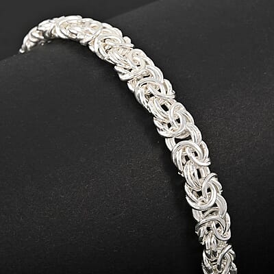 La Bella Italian Byzantine Chain Bracelet in Sterling Silver (8-9In) 12 Grams