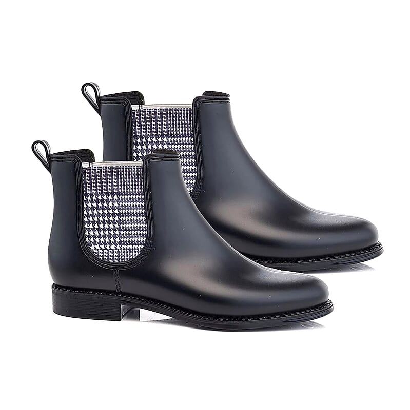 Henry Ferrera Matte Black Marsala Houndstooth Ankle Boot - Size 6