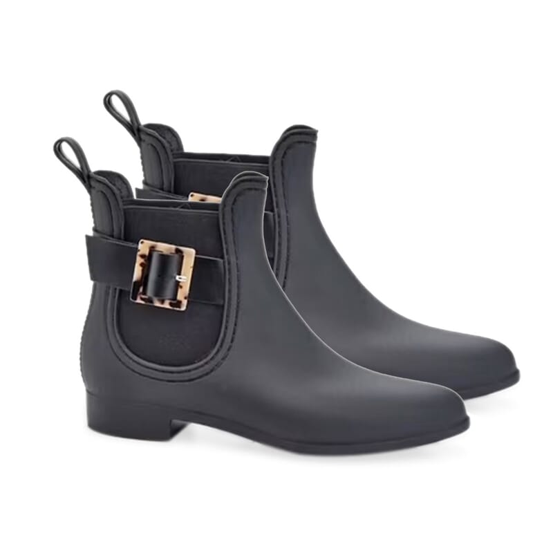 Henry Ferrera Black Clarity Turtle Shell Buckle Ankle Boot- Size 6