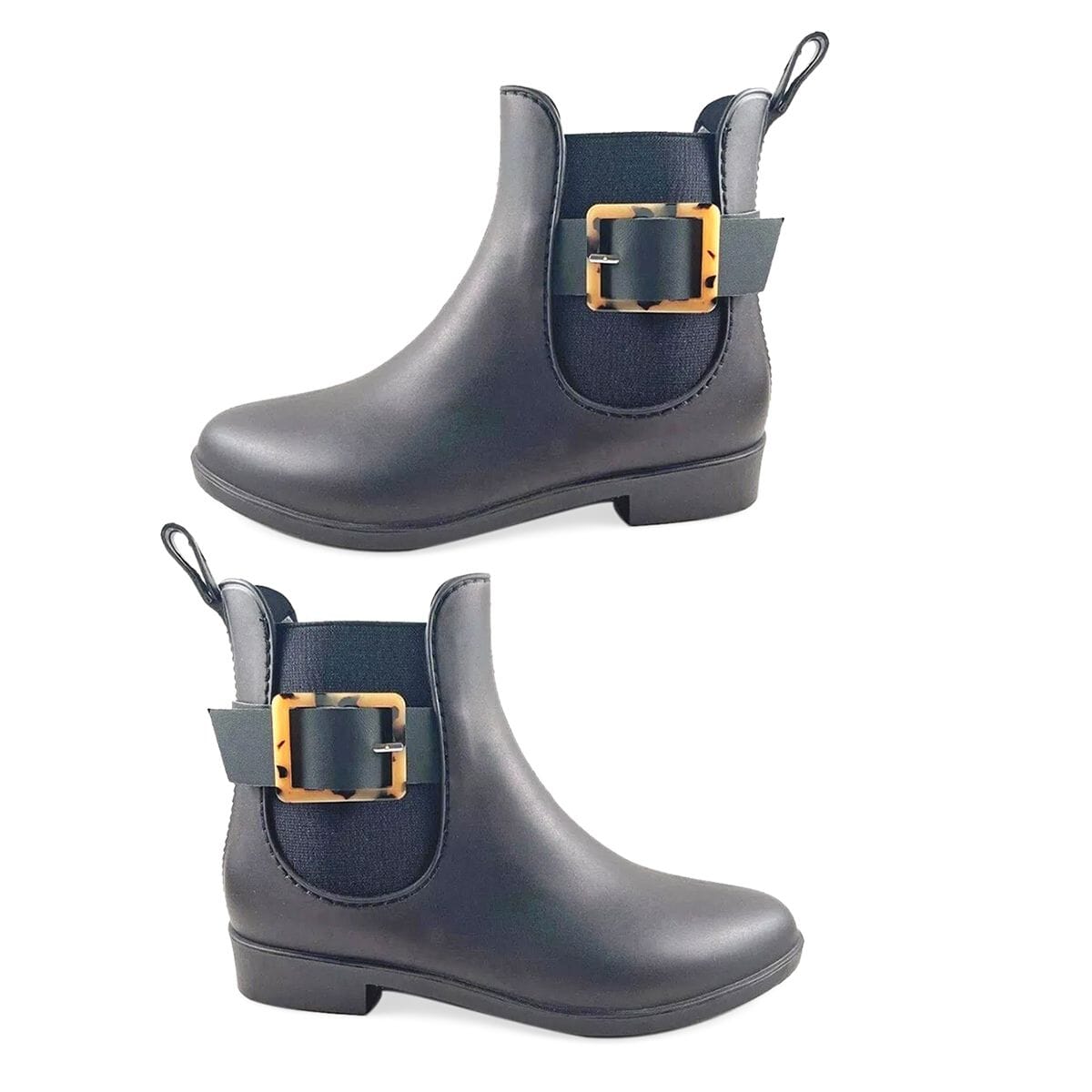 Henry Ferrera Black Clarity Turtle Shell Buckle Ankle Boot- Size 7 image number 1