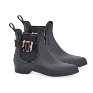 Henry Ferrera Black Clarity Turtle Shell Buckle Ankle Boot- Size 9