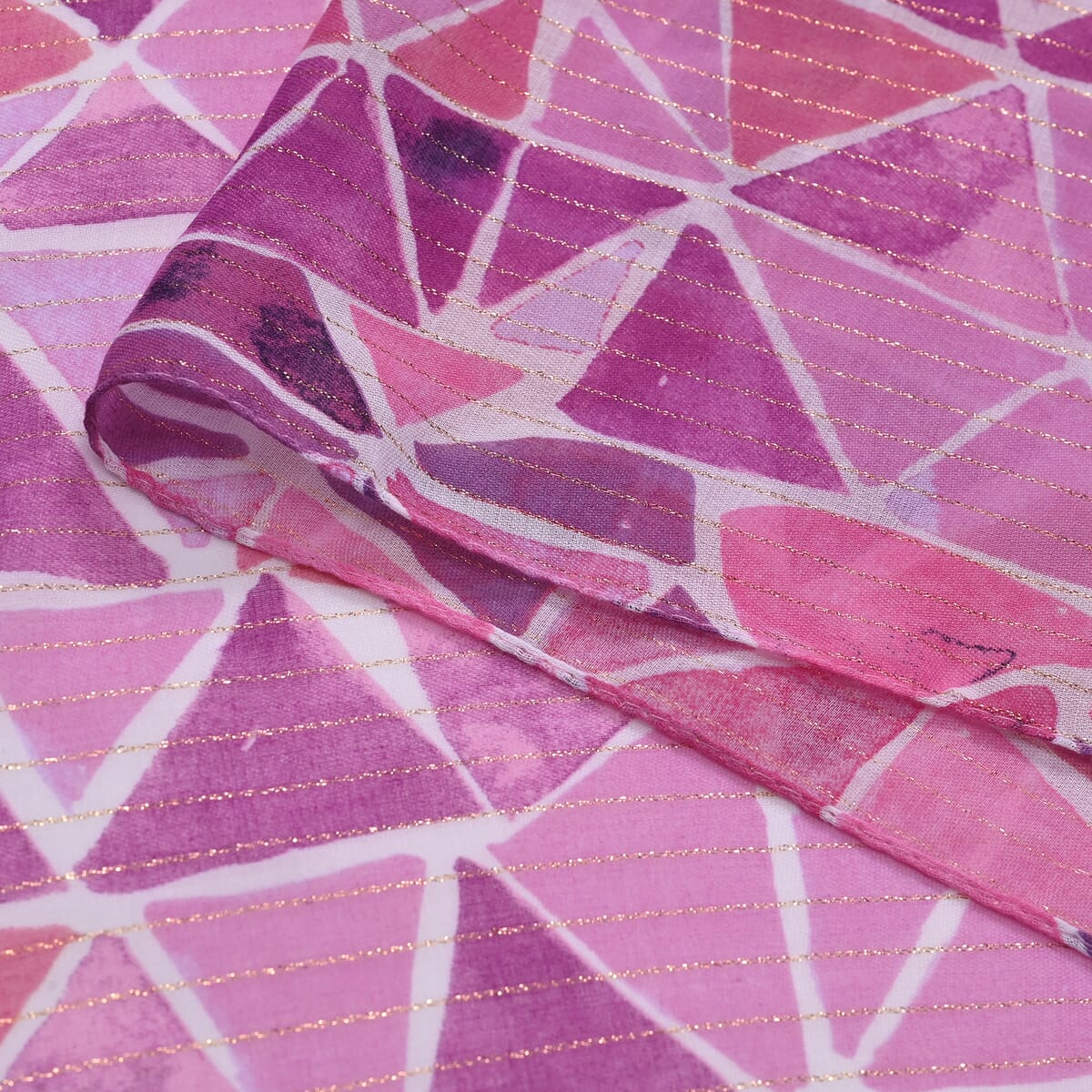 Set of 2, Purple Floral Pattern Scarf (35.4"x70.9") and Cap image number 3