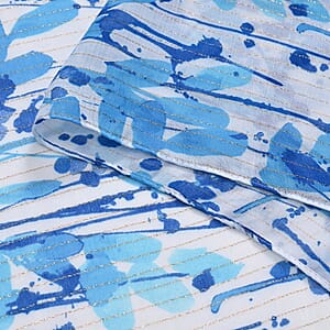 Set of 2, Blue Floral Pattern Scarf and Cap