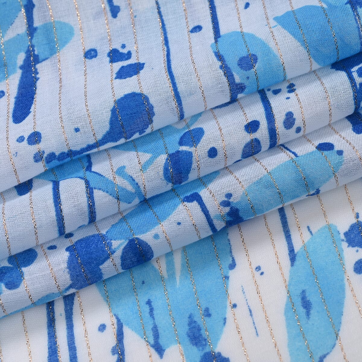 Set of 2, Blue Floral Pattern Scarf and Cap image number 4