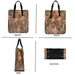 Grand Pelle Black Areca Palm Leaf Embossed Genuine Leather Rectangular Bag with Shoulder Strap