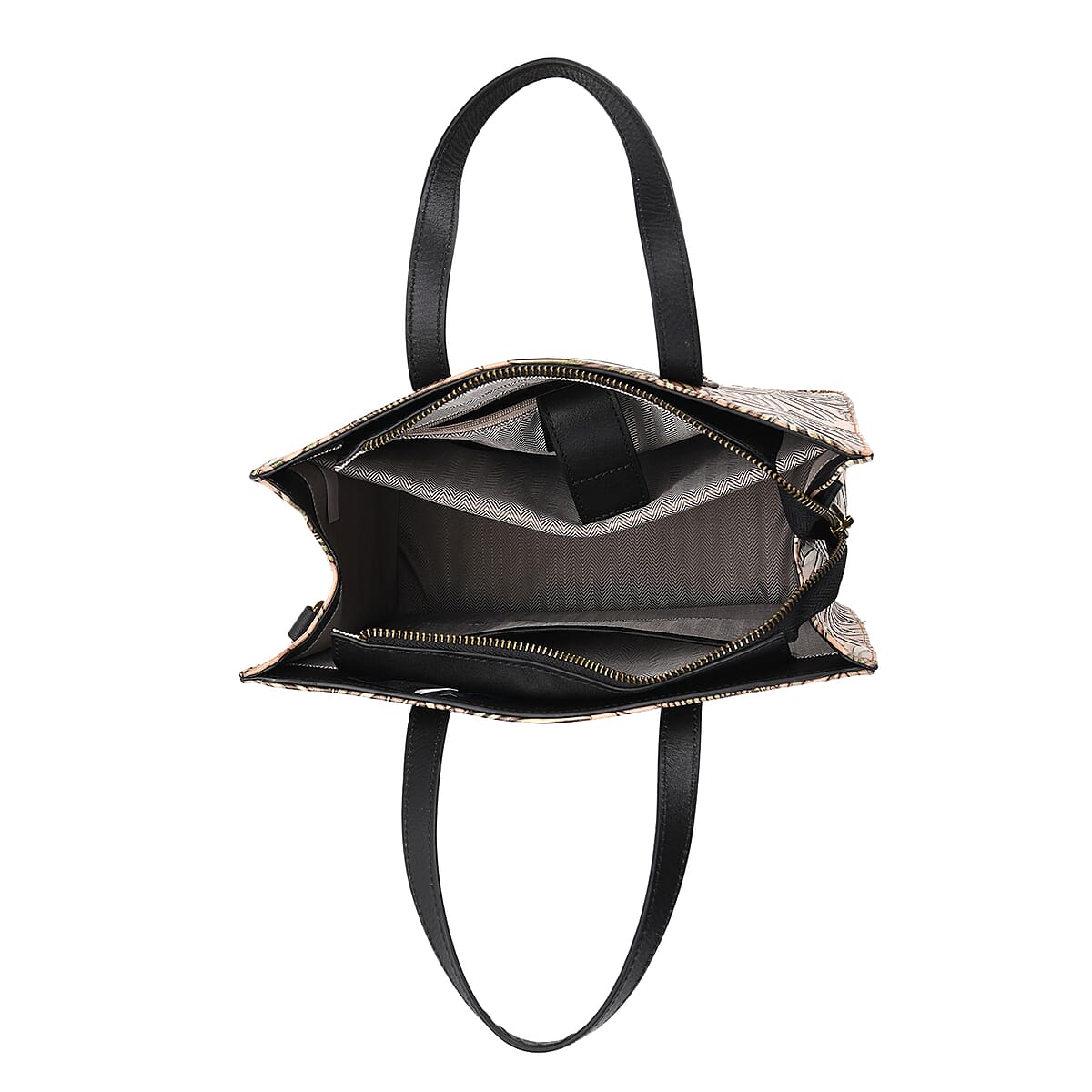 Grand Pelle Black Areca Palm Leaf Embossed Genuine Leather Rectangular Bag with Shoulder Strap image number 3