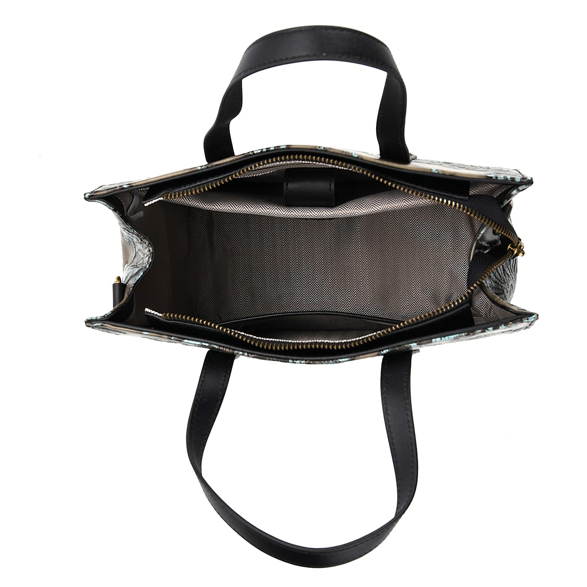 Grand Pelle Black Flower Vine Embossed Genuine Leather Rectangular Bag with Shoulder Strap image number 3