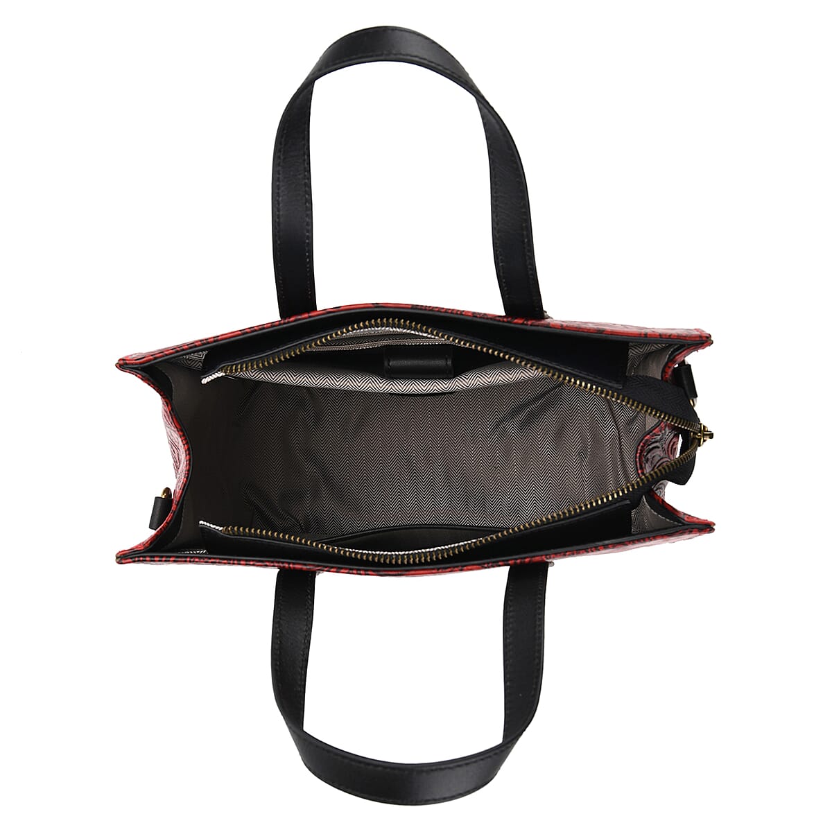 Grand Pelle Red Flower Embossed Genuine Leather Rectangular Bag with Shoulder Strap image number 3