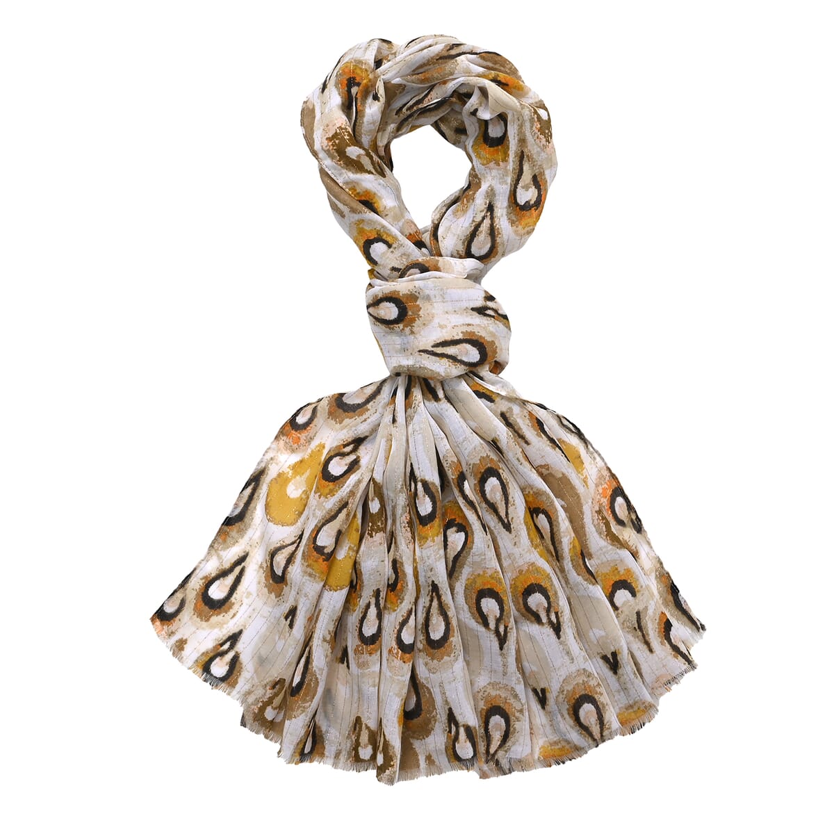 Set of 2, Yellow Floral Pattern Scarf and Cap image number 1