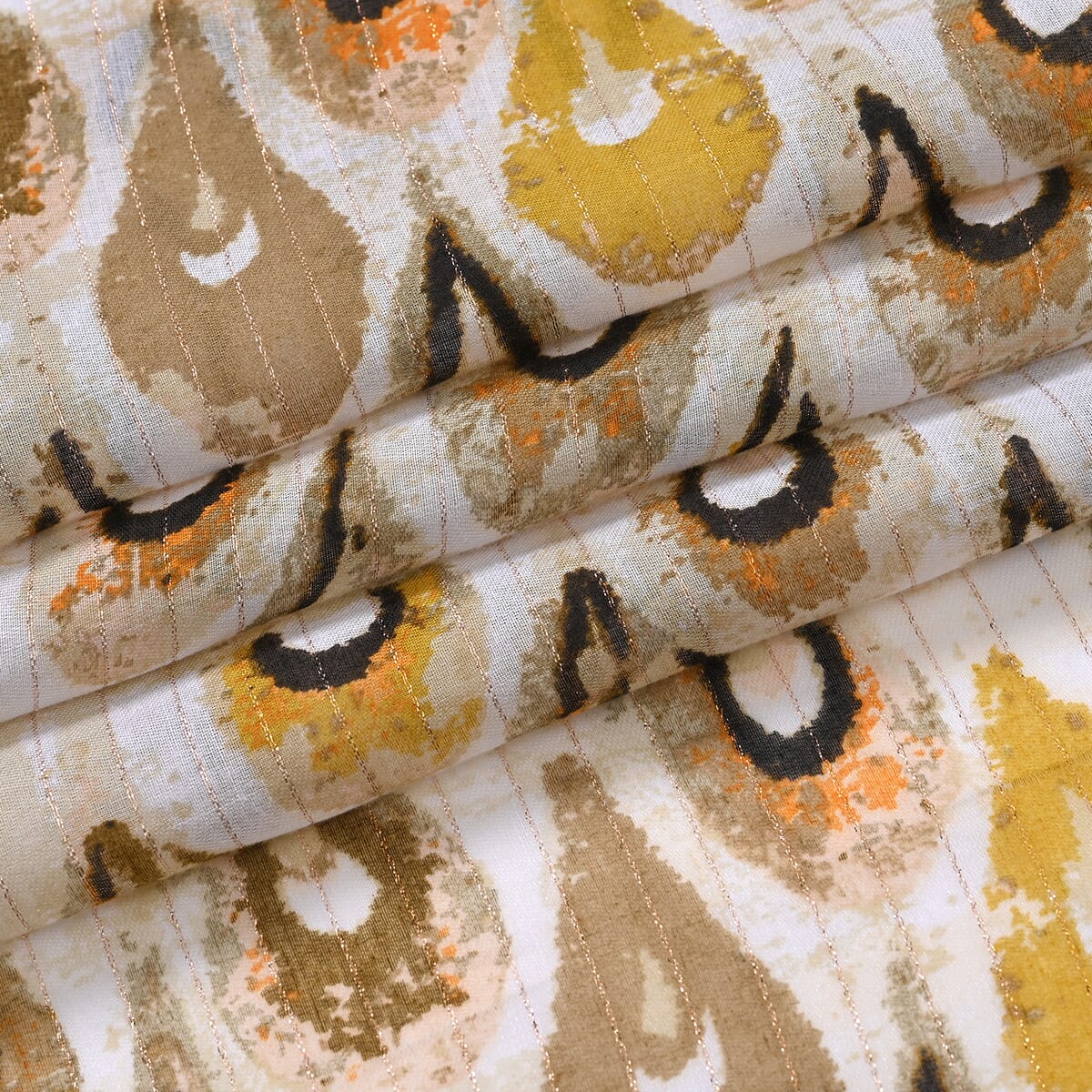 Set of 2, Yellow Floral Pattern Scarf and Cap image number 4