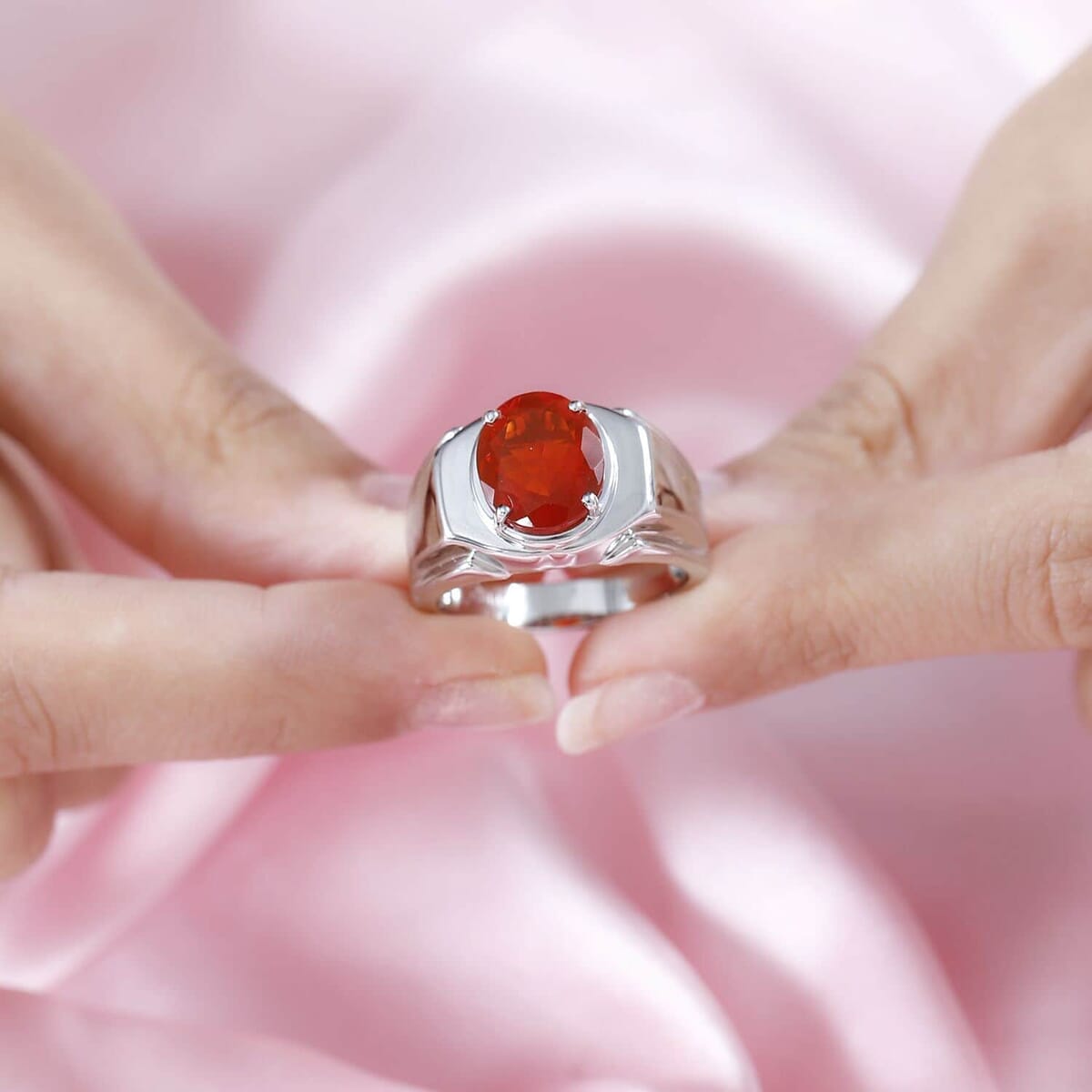 Rhapsody 950 Platinum AAAA Mexican Fire Opal 2.95 ctw Ring (Size 9.5) 15.75 Grams image number 2