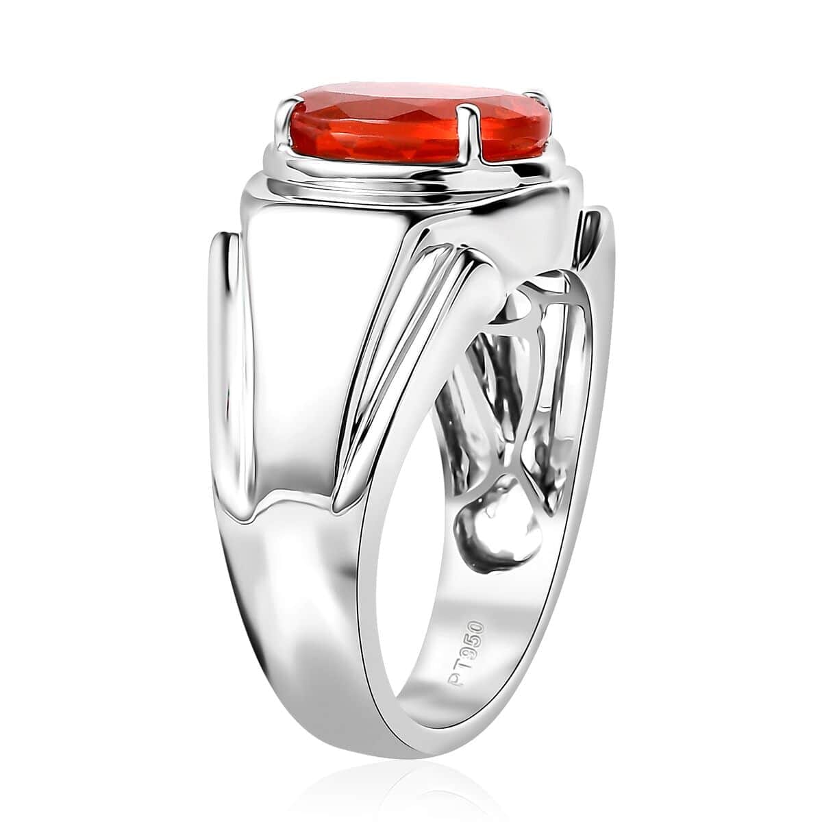 Rhapsody 950 Platinum AAAA Mexican Fire Opal 2.95 ctw Ring (Size 9.5) 15.75 Grams image number 3