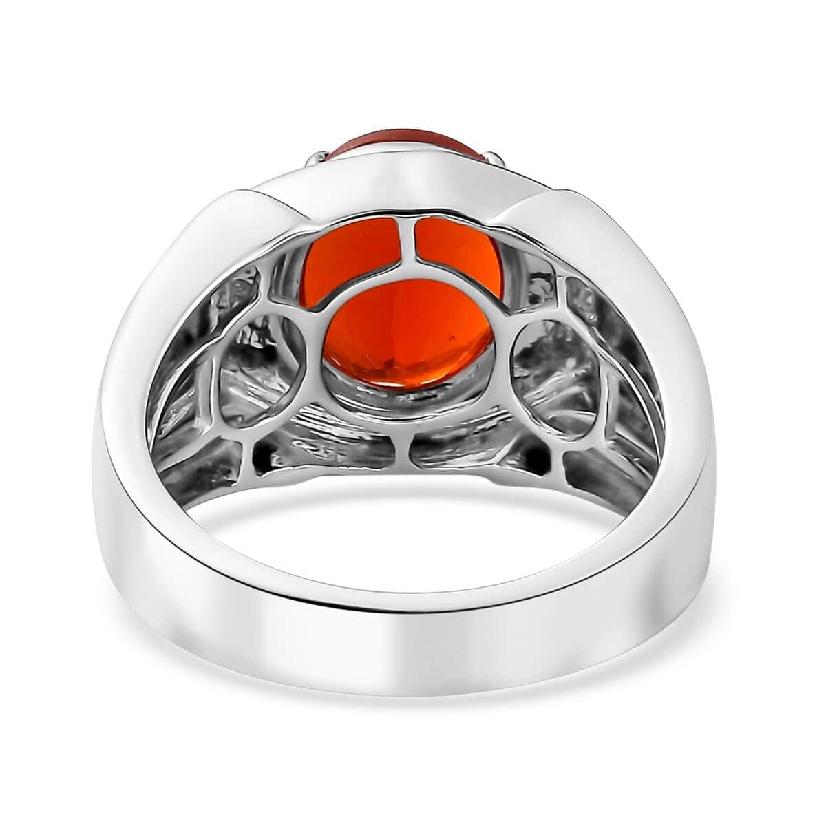 Rhapsody 950 Platinum AAAA Mexican Fire Opal 2.95 ctw Ring (Size 9.5) 15.75 Grams image number 4