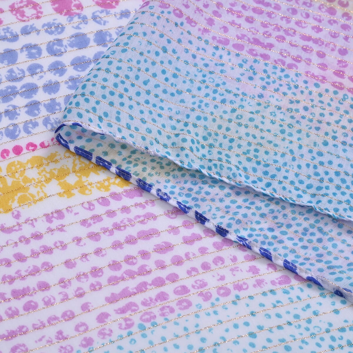 Set of 2, Purple Floral Pattern Scarf and Cap image number 3
